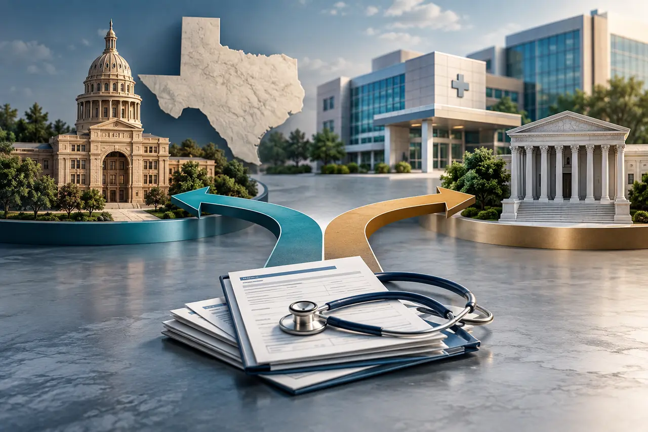 Texas health care payment dispute separating into state and federal administrative review paths